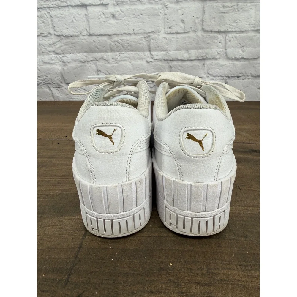 Puma Cali Wedge Womens White Leather Chunky Platform Sneakers Size 7.5